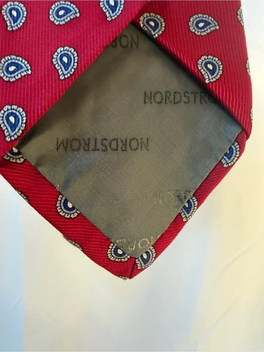 Robert Talbott Red Paisley Silk Tie with Blue and White Accents, Best of Class